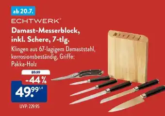 Aldi Nord Damast-Messerblock, inkl. Schere, 7-tlg Angebot