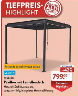Aldi Nord MIRADOR Pavillon mit Lamellendach Angebot