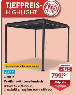 Aldi Nord MIRADOR Pavillon mit Lamellendach Angebot