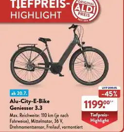 Aldi Nord Alu-City-E-Bike Geniesser 3.3 Angebot