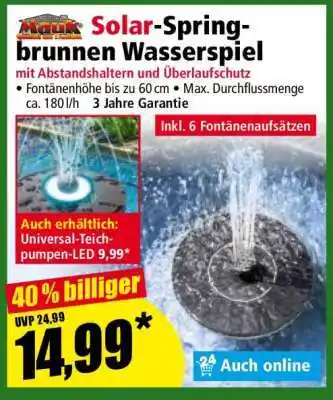 Norma Solar-Springbrunnen Wasserspiel Angebot