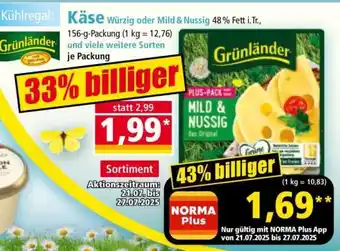 Norma Grünländer PLUS-PACK MILD & NUSSIG Angebot
