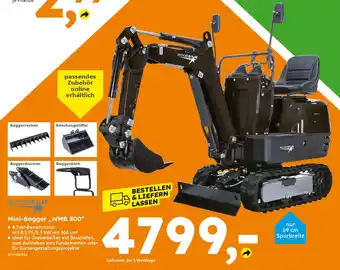 Globus Baumarkt WOODSTAR Mini-Bagger „WMB 800" Angebot