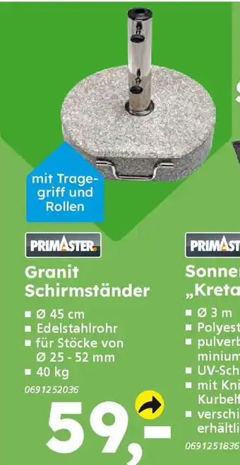 Globus Baumarkt PRIMASTER Granit Schirmständer Angebot