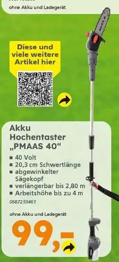 Globus Baumarkt PRIMASTER Akku Hochentaster ,PMAAS 40" Angebot