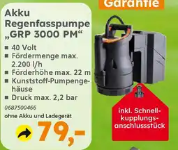 Globus Baumarkt PRIMASTER Akku Regenfasspumpe ,,GRP 3000 PM" Angebot