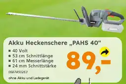 Globus Baumarkt PRIMASTER Akku Heckenschere ,,PAHS 40" Angebot