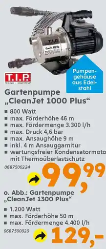 Globus Baumarkt T.I.P Gartenpumpe "CleanJet 1000 Plus" Angebot