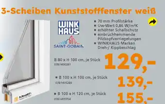Globus Baumarkt WINK HAUS/SAINT-GOBAIN 3-Scheiben Kunststofffenster weiß Angebot
