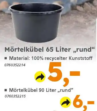 Globus Baumarkt Mörtelkübel 65 Liter „,rund" Angebot