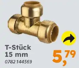 Globus Baumarkt Rotguss zum Stecken T-Stück 15 mm Angebot