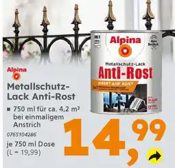 Globus Baumarkt Alpina Metallschutz-Lack Anti-Rost Angebot