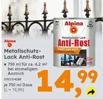 Globus Baumarkt Alpina Metallschutz-Lack Anti-Rost Angebot