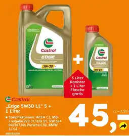 Globus Baumarkt Castrol ,,Edge 5W30 LL❝ 5 + 1 Liter Angebot