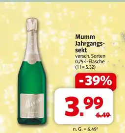 Markant Mumm jahrgangssekt Angebot