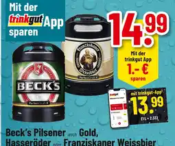trinkgut Beck’s pilsener auch gold, hasseröder oder franziskaner weissbier perfect draft Angebot