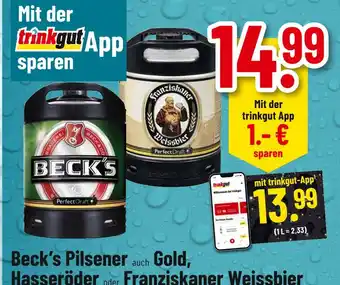 trinkgut Beck’s pilsener auch gold, hasseröder oder franziskaner weissbier perfect draft Angebot