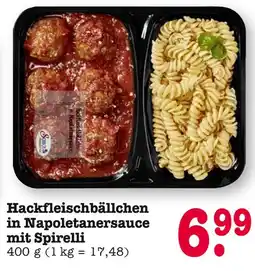 E-Center Hackfleischbällchen in napoletanersauce mit spirelli Angebot
