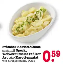 E-Center Frischer kartoffelsalat auch mit speck, weißkrautsalat pfälzer art oder karottensalat Angebot