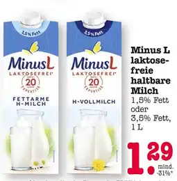E-Center Minus l fettarme h-milch Angebot
