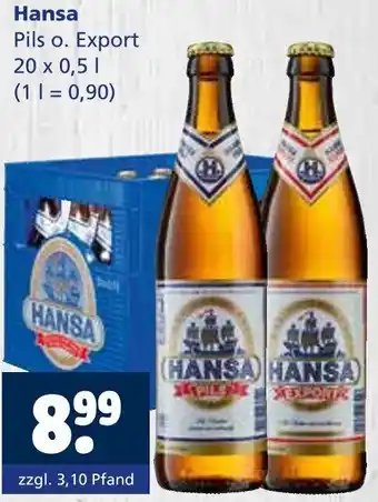 Getränkewelt Hansa Pils o. Export Angebot