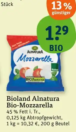 tegut Alnatura bio-mozzarella Angebot