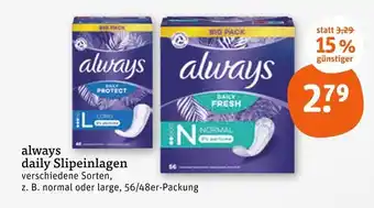 tegut Always daily slipeinlagen Angebot