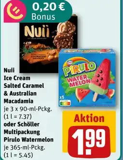 REWE Nuii ice cream & australian macadamia oder multipackung pirulo watermelon Angebot