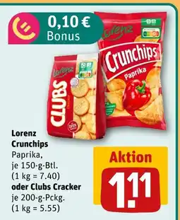 REWE Lorenz crunchips oder clubs cracker Angebot