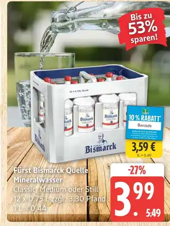 Marktkauf Fürst bismarck quelle mineralwasser classic Angebot