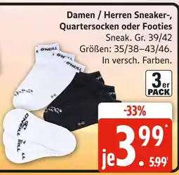 Marktkauf Damen / herren sneaker-, quartersocken oder footies Angebot