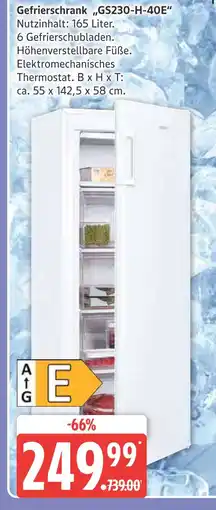 Marktkauf Gefrierschrank gs230-h-40e Angebot