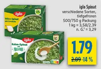 diska Iglo würz-spinat mit zwiebeln Angebot