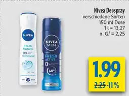 diska Nivea deospray fresh natural Angebot