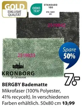 Jysk KRONBORG BERGBY Badematte Angebot
