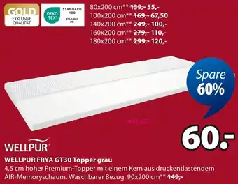 Jysk WELLPUR FRYA GT30 Topper grau Angebot