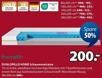 Jysk DUNLOPILLO HOME Schaummatratze Angebot