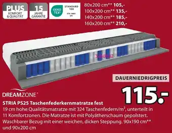 Jysk DREAMZONE STRIA PS25 Taschenfederkernmatratze fest Angebot