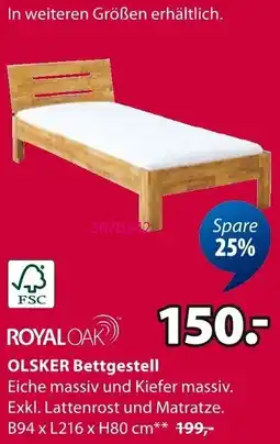 Jysk ROYAL OAK OLSKER Bettgestell Angebot