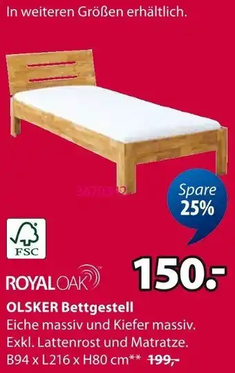 Jysk ROYAL OAK OLSKER Bettgestell Angebot