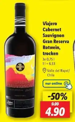 Lidl Viajero Cabernet Sauvignon Gran Reserva Rotwein, trocken Angebot