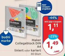 Budni Maker Collegeblock DIN A4 Angebot