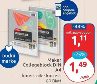 Budni Maker Collegeblock DIN A4 Angebot