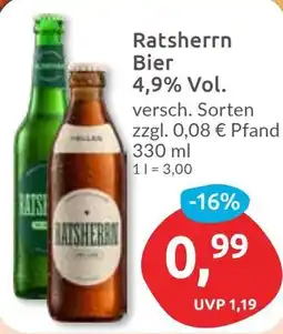Budni Ratsherrn Bier 4,9% Vol. Angebot