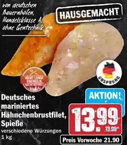 Hit Deutsches mariniertes Hähnchenbrustfilet, Spieße Angebot