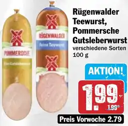 Hit Rügenwalder Teewurst, Pommersche Gutsleberwurst Angebot