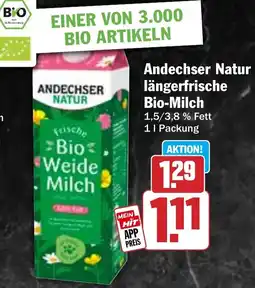 Hit Andechser Natur längerfrische Bio-Milch Angebot