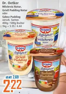 Klaas und Kock Dr. Oetker Milchreis Natur, Grieẞ Pudding Natur oder Sahne Pudding Angebot