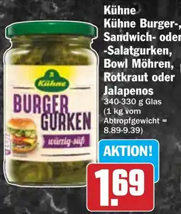Hit Kühne Burger-, Sandwich- oder Salatgurken, Bowl Möhren, Rotkraut oder Jalapenos Angebot