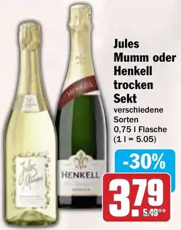 Hit Jules Mumm oder Henkell trocken Sekt Angebot